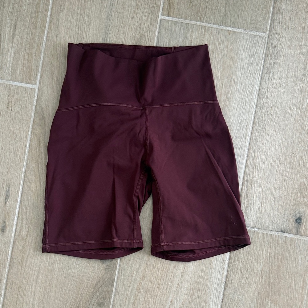 High-Waist Women's Bike Shorts - Deep Burgundy